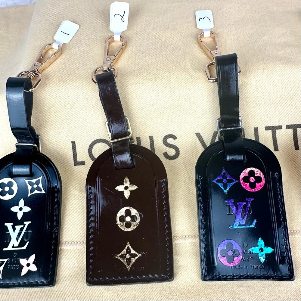 Louis Vuitton Leather Luggage Name Tag Bag charm keychains CUSTOMIZED - Picture 1 of 9